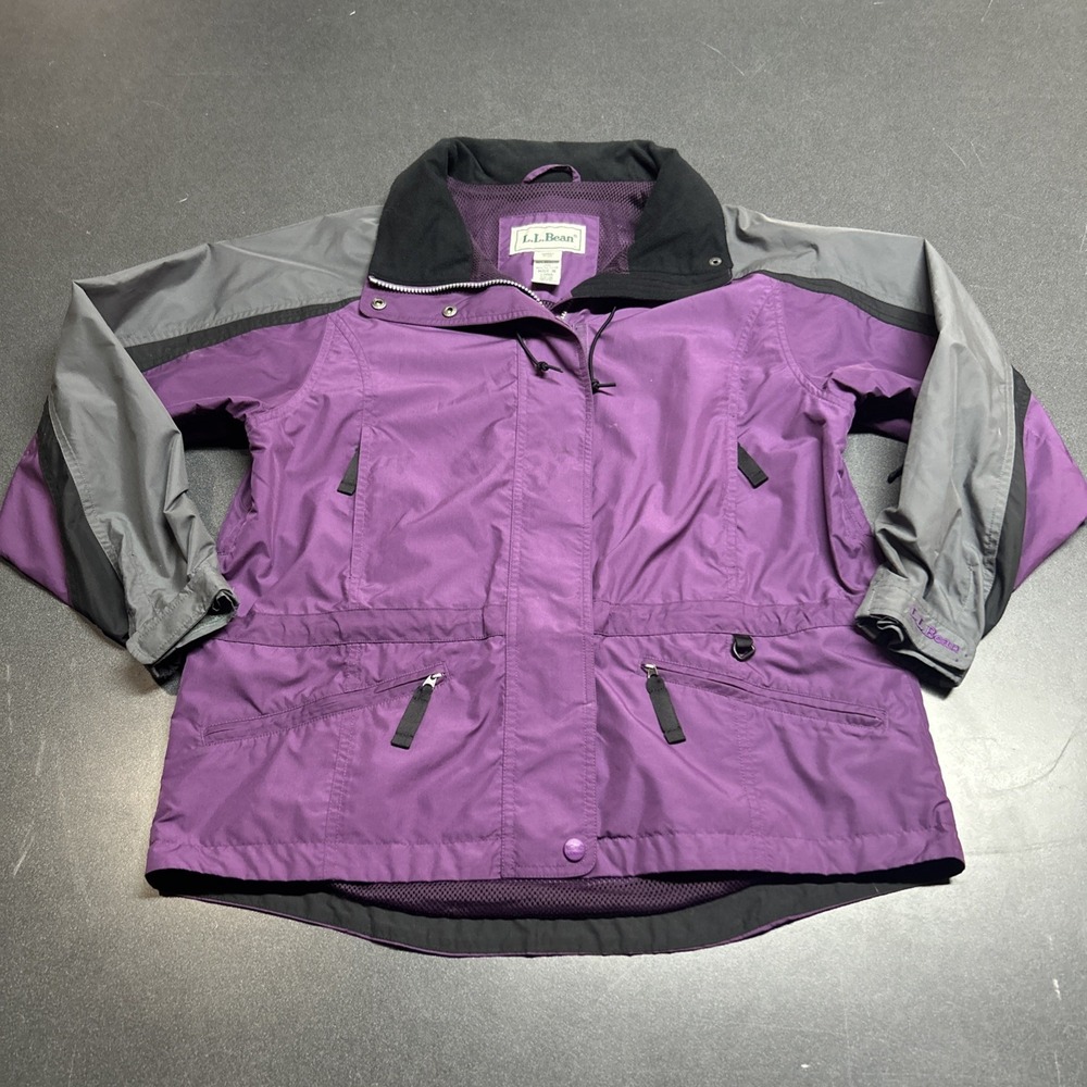 Vintage Woman's PS Color Block Purple LL BEAN Wind Breaker Rain Jacket Coat